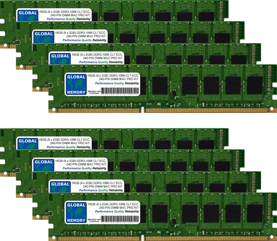 16GB (8 x 2GB) DDR3 1066MHz PC3-8500 240-PIN ECC DIMM (UDIMM) MEMORY RAM KIT FOR APPLE MAC PRO (2009 - MID 2010 - MID 2012)